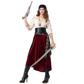 sál+ öv +ruha nők kalózok a kapitány jelmez halloween rpg játék cosplay ruha medoeval gótikus fantasy, női ruha