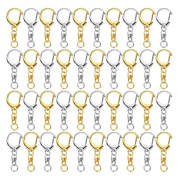 100 Darab D Horog Kulcstartó Hardver Ugrás Gyűrűk, Fém Osztott kulcstartó Klipek láncos Kézműves Varázsa, Hogy DIY