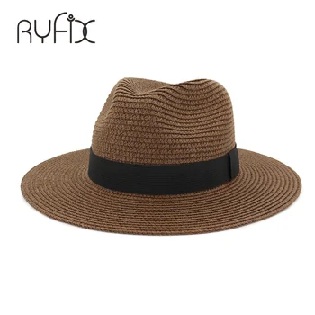 2021 új-férfi, női, fekete, széles karimájú szalag minták kalap beach resort jazz kalap szalmakalap HA43