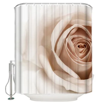 3D-s Fehér Rózsa Virág zuhanyfüggöny Frabic Vízálló Poliészter lakberendezési Fürdőszoba Függöny Horgok