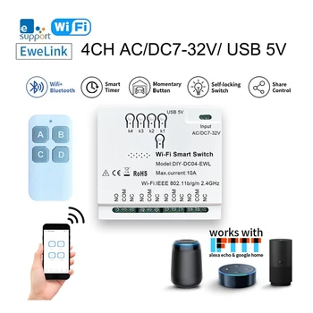 4 CSATORNA Ewelink Wifi Smart Switch+Távoli 85-265V USB 5V-os, 2.4 G Wifi Home Automation Modul IFTT Alexa, a Google Haza Könnyű Telepítés