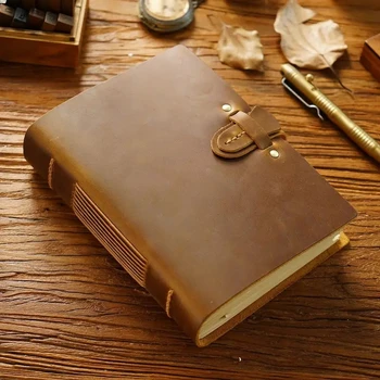 400 Oldal, Kézzel Készített Vázlatfüzet Marhabőr Fedezze Vintage Notebook Kreatív Notebook Napló Ajándék
