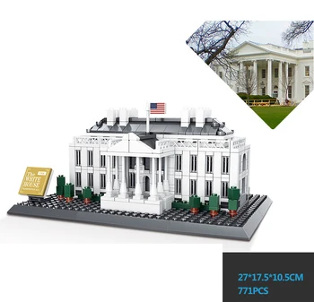 A világ Modern Híres Építészeti Épület Tégla Fehér Ház Washington, Egyesült Államok Blokk Elnök Office Modell Játékok