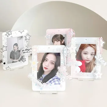 Aranyos Akril Állni Kpop Idol fénykép kártya koreai Divat Y2K Stílusú Barátom Családi Fotó Jogosultja Aranyos Csillag Szerelem Kártya Protector