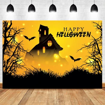 Boldog Halloween Hátteret Plakát Banner Sötét, Fekete Kastély Bat Erdő Gyermek Gyerekek Lőni Fotózás Háttér Fotó Stúdió Kellékek