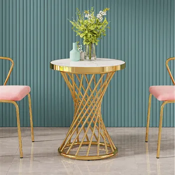 Előkelő Lakberendezés Tea Asztal Aranyozott Nappali Bútor Rozsdamentes Acél Kávéház Asztala Esküvői Desszert Oszlop Állvány