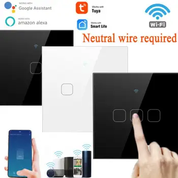 EU MINKET Tuya WiFi Smart Touch Kapcsoló 1/2/3 Banda Lámpa Fali Kapcsoló Semleges Vezeték Szükséges Az Intelligens Élet Alexa Haza, Alice