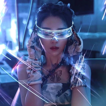 Forró Eladási Villogó Fény Szemüveg 7 Színek Futurisztikus Elektronikus Világító LED Napellenző Szemüveg Párt, Klub, Bár, valamint a Fesztivál