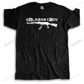férfi laza alkalmi teeshirt Divat póló Ak-47, Kalasnyikov orosz Puska nyomtatás Pamut póló nagyobb méretű Csepp Szállítás
