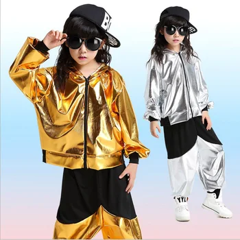 gyermek lány, fiú, teljesítmény arany ezüst Hip-hop, Jazz, HIPHOP modern Bálterem break tánc ruha jelmez kapucnis jelmezek felnőtt Nadrág