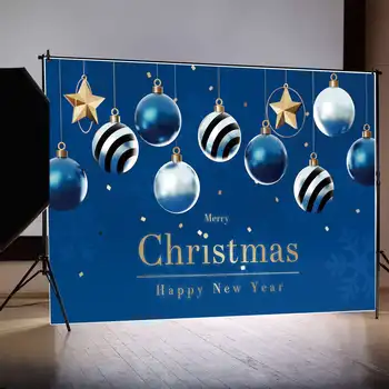 HOLD.QG Háttérben Kék Boldog Karácsonyt Banner Boldog Új Évet Poszter Dekoráció Háttér Arany Csillag Labda Fél Fotó Kellékek