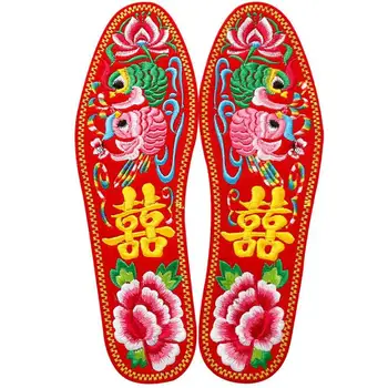 Hímzett Cipő Pad Piros Kínai Két Pár Nők Saját Insole Tavaszi Vintage