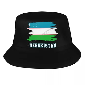 Kalapok Vödör Üzbegisztán Zászló Király Üzbég Rajongók Nap Árnyékban Hűvös Szabadtéri Nyári Halász Caps Halászati Kalap