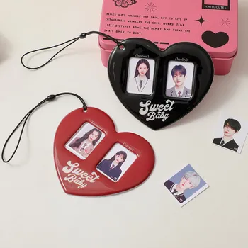 Koreai Szeretet Kettős Kártya Tartóját PP Fotó Fedezi, A Lányok, A 2-es ID fényképek Megjelenítési Medál Kpop Kis Kártya