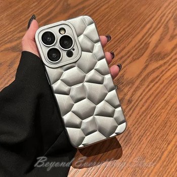 Luxus 3D Macskaköves Sütés Festék Lencse Film Telefon tok iPhone 14 13 Pro Max 12 11 Plus Fényes Érdekesség coque közelében egyszínű