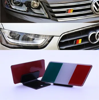 Német MINKET egyesült KIRÁLYSÁG Franciaország Olaszország Zászló Hűtőrács Embléma Jelvény a Scirocco GOLF 7 Golf 6 Polo GTI VW Tiguan Audi A4 A6 Autó Tartozékok