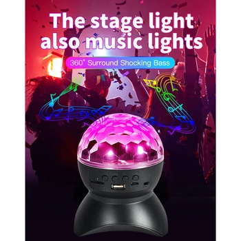 Party Fények DJ Világító 360° - Os Forgó Audio Hangulat Fény Színes Fény Hangszóró Projektoros Lámpa Felek Dekoráció