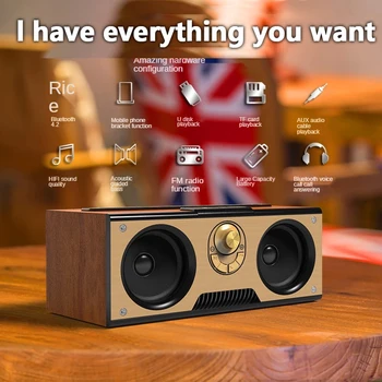 Retro Fa Bluetooth Hangszóró Hordozható Vezeték Nélküli Dual Audio Mélynyomó Echo Fal Számítógép, Házimozi, Zene Center RadioBoombox