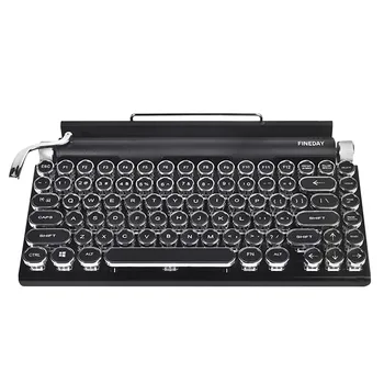 Teclado de máquina de escribir Retro, Teclado mecánico inalámbrico con Bluetooth, para Játékos, 83 teclas, para ordenador portátil