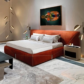 villa nagy méretű szélesvásznú hálószoba matt bőr, dupla esküvő ágy