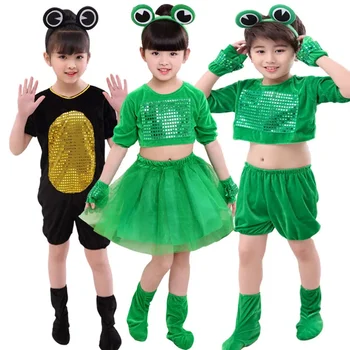 Zöld Lányok Balett Ruha, Gyermekek Számára Lány, Jazz-Tánc, Jelmez, A Lányok Állat Béka Teljesítmény Jelmez Gyerek Színpadon Dancewear