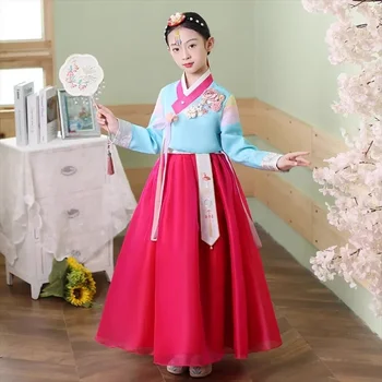 Ősi koreai szabad gyakran utcára menniük Magas minőségű Lányok Nemzeti Jelmez, Jelmez, a Tanuló Teljesítményét, Hímzett Virág Baba Fesztivál Jelmez